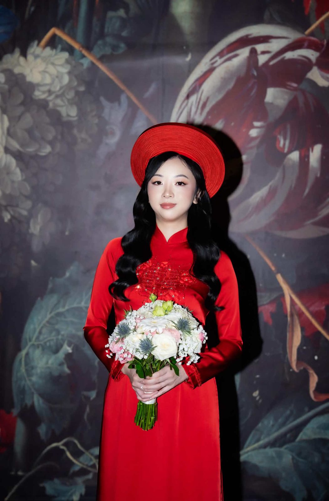 Bride in red ao dai