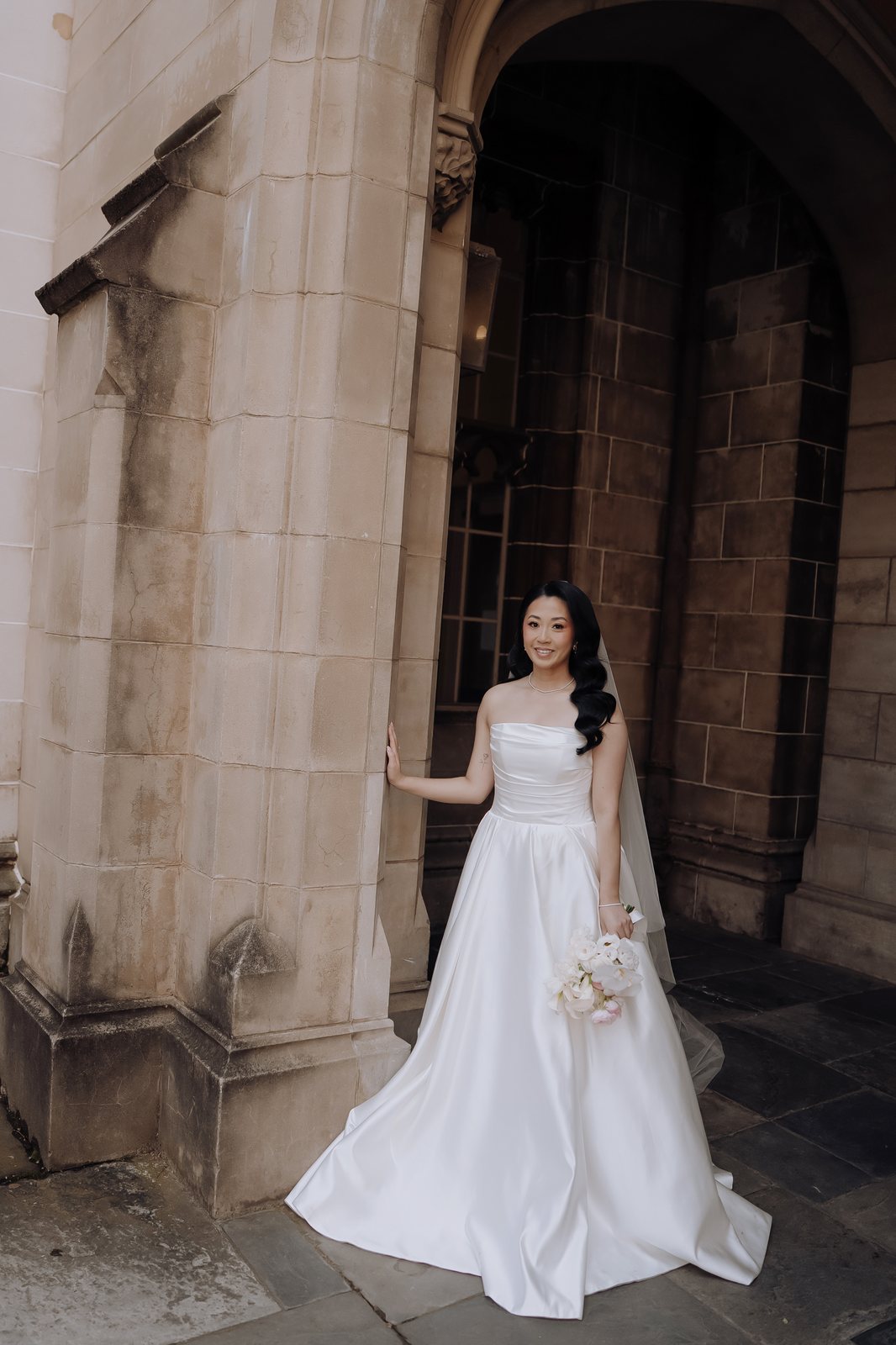 Bride at church archway