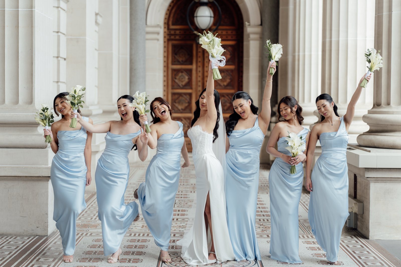 Bridesmaids with bouquets